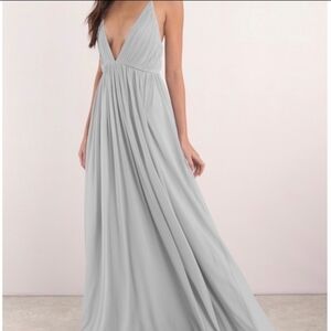 Tobi Silver Plunge V-Neck Maxi Gown